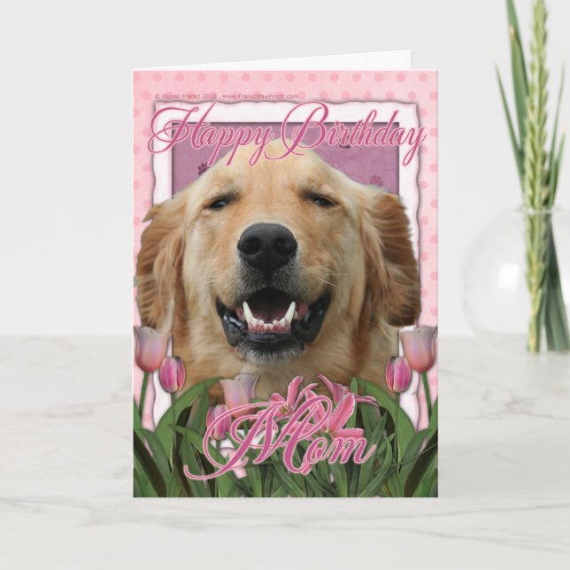 Mama zum Geburtstag - Golden Retriever - Mickey Karte (Vorderseite)