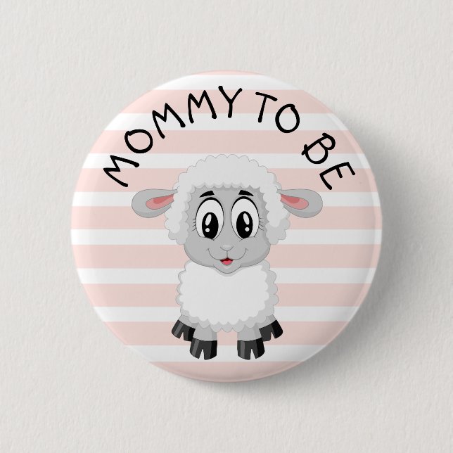 Mama zum Lamb Pink Girl's Baby Shower Button (Vorderseite)