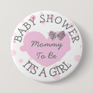 Mama, zum rosa und silberner Baby-Duschen-Knopf zu Button