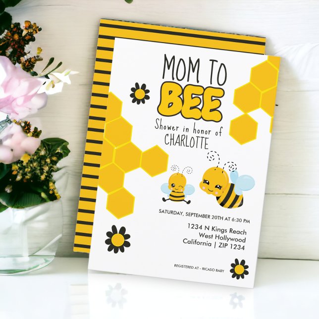 Mama zum Thema Bienendusche Einladung (Mom to be Bee themed baby shower Invitation from Ricaso)