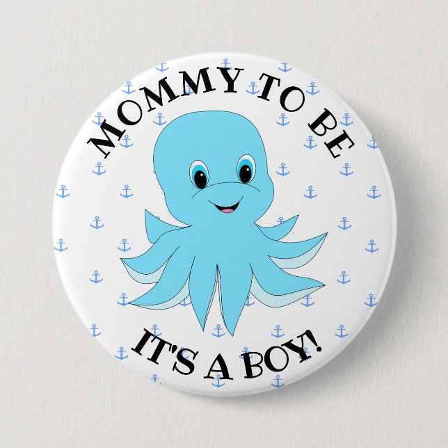 Mama zum zu sein, sein ein Junge, Babyparty Button (Vorderseite)