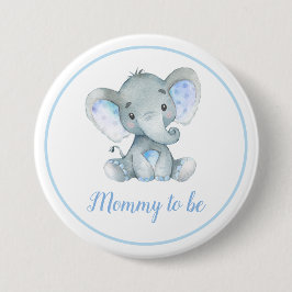 Mama zur Junge Mutter Elephant Baby Boy Shower Blu Button
