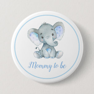 Mama zur Junge Mutter Elephant Baby Boy Shower Blu Button