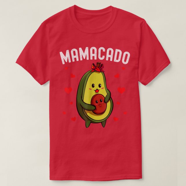 Mamacado Niedlich Avocado Mama Pregnant Ankündigun T-Shirt (Design vorne)