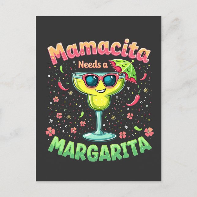 Mamacita benötigt ein Party von Margarita Cinco De Einladungspostkarte (Vorderseite)