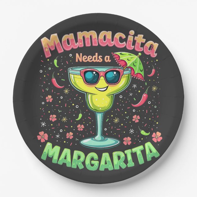 Mamacita benötigt ein Party von Margarita Cinco De Pappteller (Vorderseite)