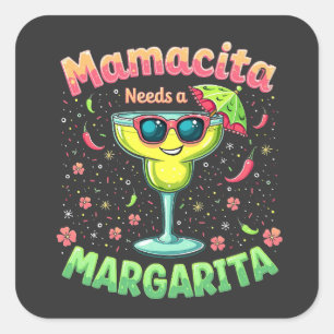 Mamacita benötigt ein Party von Margarita Cinco De Quadratischer Aufkleber