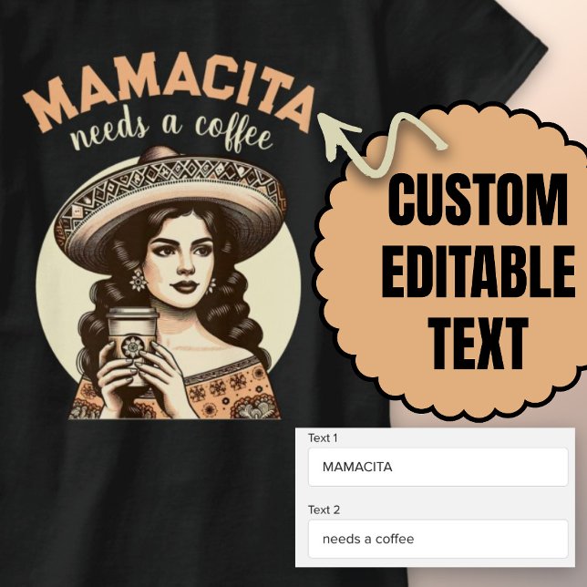mamacita braucht einen Kaffee Retro hispanic Frau  T-Shirt (Mamacita needs a coffee retro Hispanic woman cafe T-Shirt)