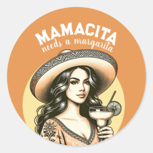Mamacita Braucht Einen Margarita Vintage Runder Aufkleber