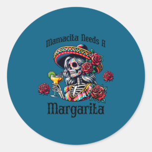 Mamacita braucht einen Margaritas betrunkenen Skel Runder Aufkleber