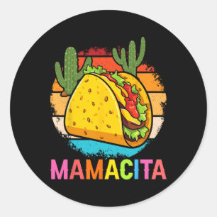 Mamacita Funny Taco Cactus Cinco De Mayo Fiesta Ou Runder Aufkleber