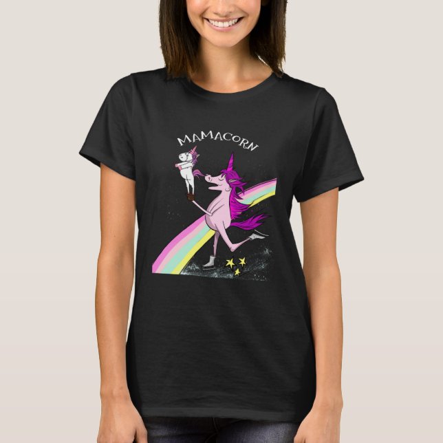 Mamacorn Cute Unicorn Mommy and Baby Christmas Mam T-Shirt (Vorderseite)