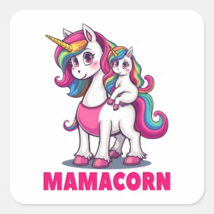 Mamacorn - Die magische Einhorn-Mama Quadratischer Aufkleber