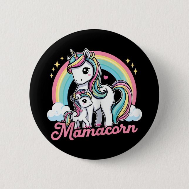 Mamacorn - Niedliche Einhornverkleidung Kostüme Ma Button (Vorderseite)