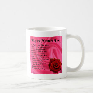 Mamagedicht - Mutter-Tag - rosa Seide u. Rose Kaffeetasse