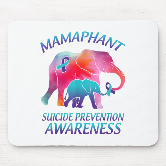 Mamaphant Suizidpräventionsbewusstsein Mama Elepha Mousepad (Vorne)