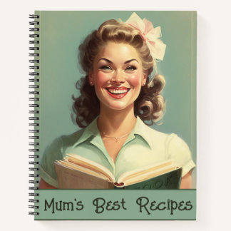 'Mamas beste Rezepte' Retro-50er-Hausfrau, Rezept Notizbuch