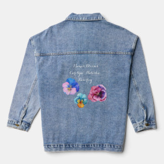 Mama's Blooms: Ein Trio von Aquarellfarben-Stiefmü Jeansjacke