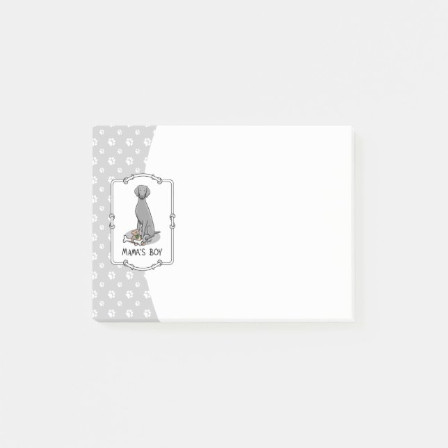 Mama's Boy Weimaraner (grau 1) Spielhundin Mutter  Post-it Klebezettel (Vorderseite)