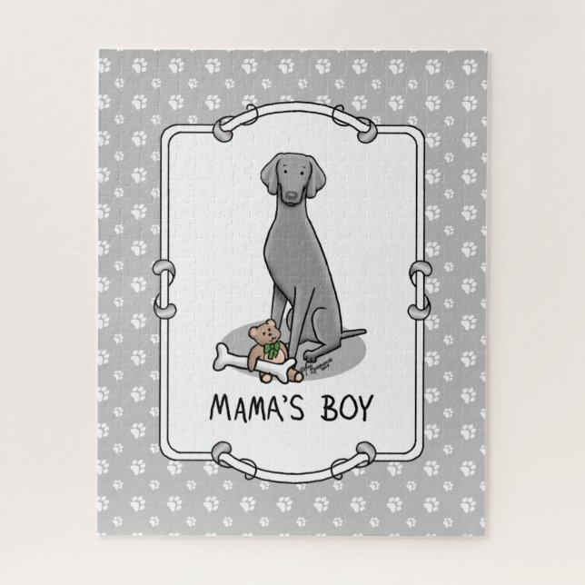 Mama's Boy Weimaraner (grau 1) Spielhundin Mutter  Puzzle (Vertikal)