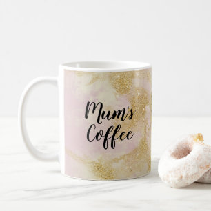 Mama's Coffee Pink und Gold Glitzer Tasse