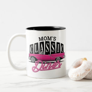 Mamas Diner Benutzerdefinierter Name Faux-Neon 50e Zweifarbige Tasse