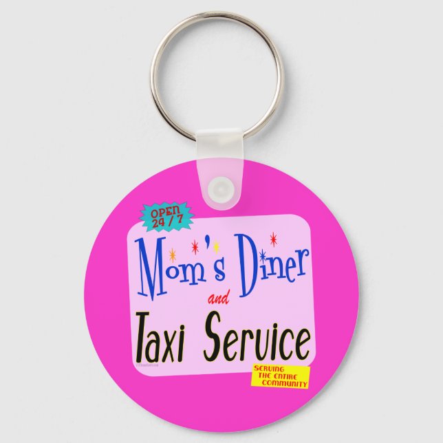 Mamas Diner und Taxi Service Sonniges Sprichwort Schlüsselanhänger (Vorderseite)