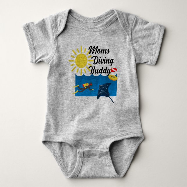 Mamas Diving Buddy Design - Baby Jersey Bodysuit Baby Strampler (Vorderseite)