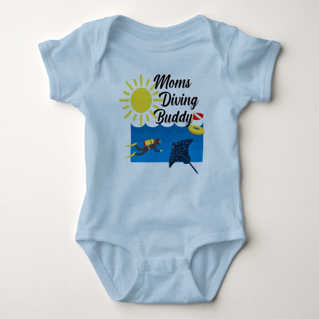 Mamas Diving Buddy Design - Baby Jersey Bodysuit Baby Strampler (Vorderseite)