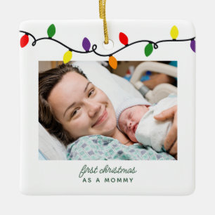 Mamas erstes Weihnachten Bunte Lichterkette Keramikornament