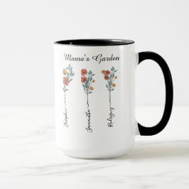 Mama's Garden Custom 3 Names Blumengeschenk für Ma Tasse