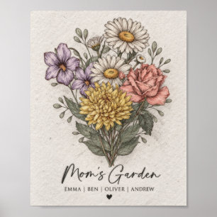 Mamas Garten Familien-Geburtsblumenposter — Editio Poster