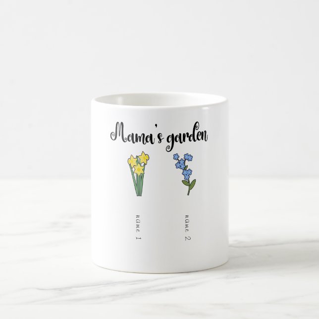 Mamas Garten personalisiert mit 2 Enkelkindern Kaffeetasse (Mittel)