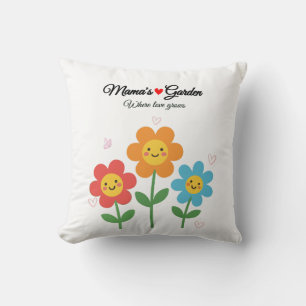 Mamas Garten, wo Liebe wächst Florale Typographi Kissen