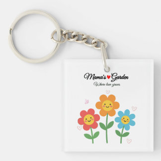 Mamas Garten, wo Liebe wächst | Florale Typographi Schlüsselanhänger
