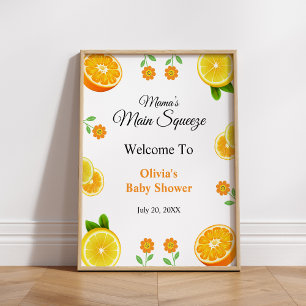 Mama's Haupt Squeeze Lemon Baby Dusche Willkommen Poster