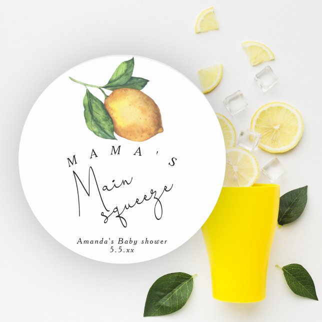 Mama's Haupt-Squeeze Lemon Babydusche Runder Aufkleber (Von Creator hochgeladen)