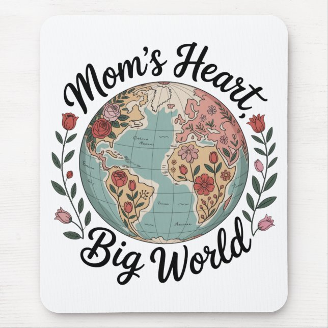 Mamas Herz, große Welt Mousepad (Vorne)
