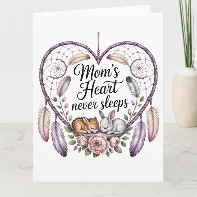 Mamas Herz schläft niemals Karte (Vorderseite)