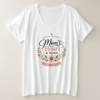 Mamas Herz & Zuhause | Süßes florales Muttertags-T Große Größe T-Shirt