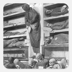 Mamas in den Palermo-Katakomben, Italien Quadratischer Aufkleber