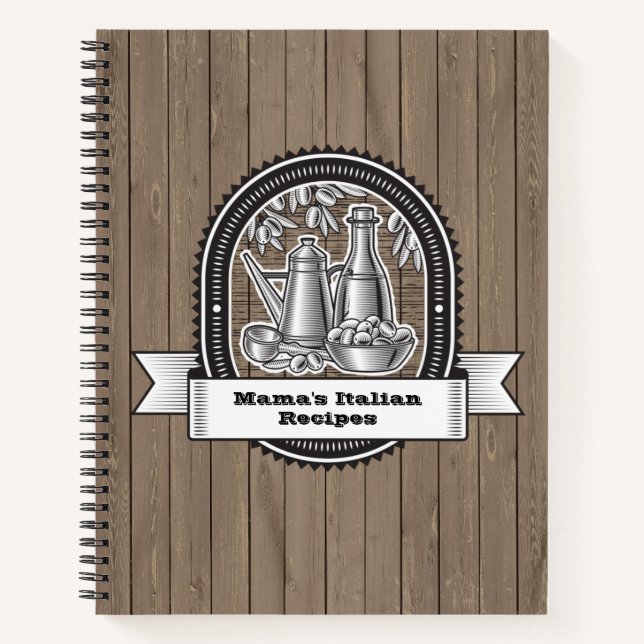 Mamas italienisches Rezept Buch mit Oliven (Vorderseite)