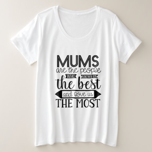 Mamas kennen die Besten und Lieben uns am meisten Große Größe T-Shirt (Design vorne)