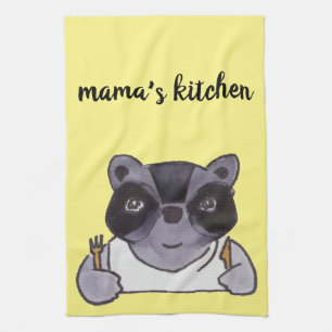Mama's Kitchen Niedlicher Cartoon Raccoon Geschirrtuch