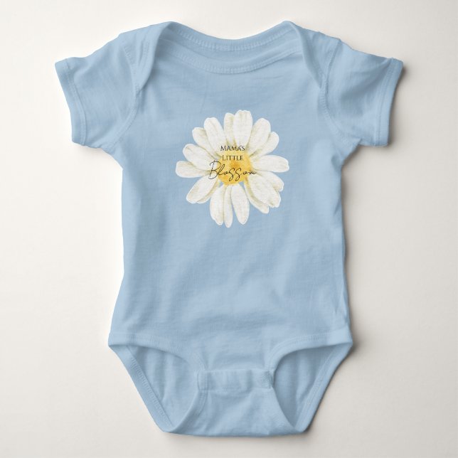 Mamas kleines Blümelein Hübsche Gänseblume Blau Baby Strampler (Vorderseite)