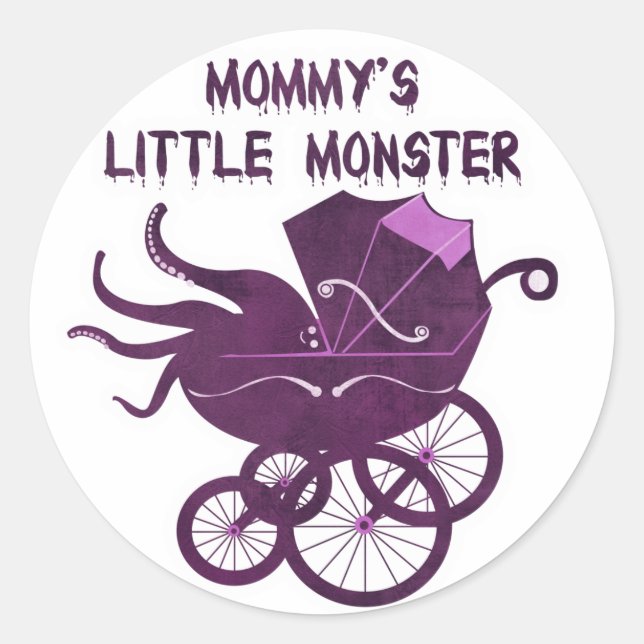Mama's Kleines Monster. Runder Aufkleber (Vorderseite)
