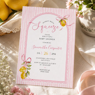 Mamas Liebling Lemon Bow Baby Girl Shower Einladung