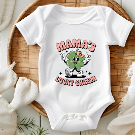 Mama's Lucky Charm Retro St. Patrick's Day Baby Strampler