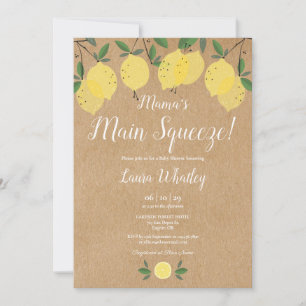 Mama's Main Squeeze Rustikale Zitronen-Baby-Party- Einladung