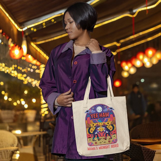 Mama's Midnight Rodeo Funny Mom Life Yee Haw Tragetasche (woman carrying a tote bag shopping at a late night market after the kids are in bed)